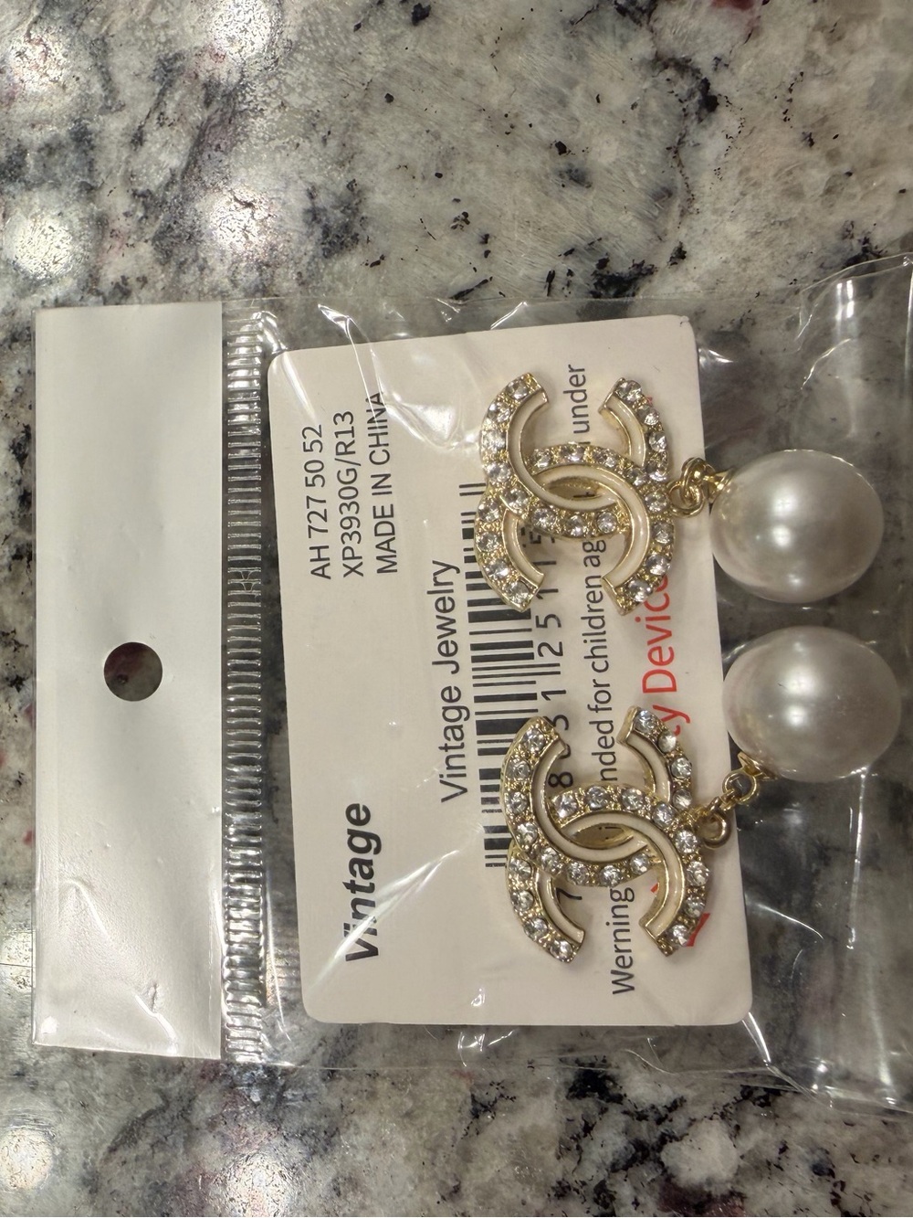 Vintage Gold Crystal & Pearl Drop Earrings
